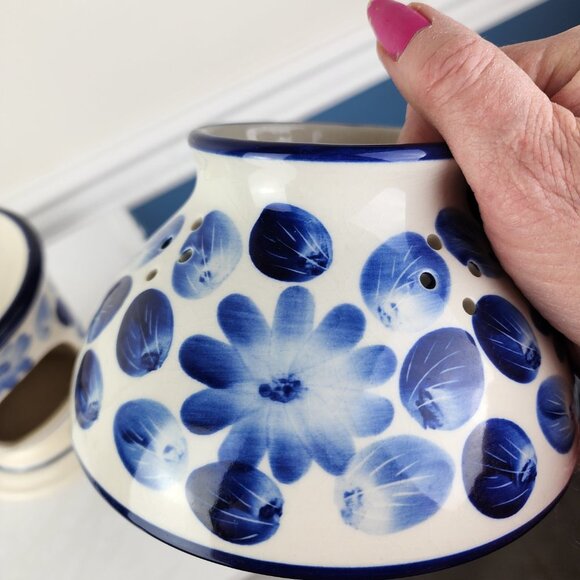 Wax Melt Tea Light Two Piece Blue White Lamp Thailand - Picture 8 of 8